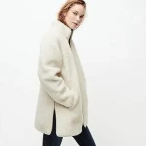 J. Crew Scottish Lamb Zip Up Plush Faux Fur  Fleece Coat
